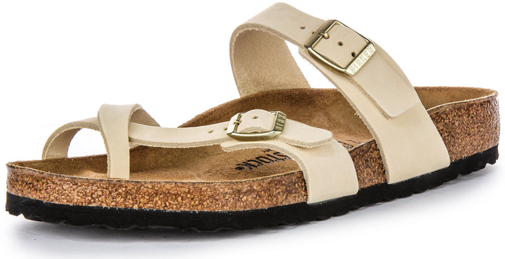 Birkenstock Mayari Sandales en cuir suédé pour femmes en beige