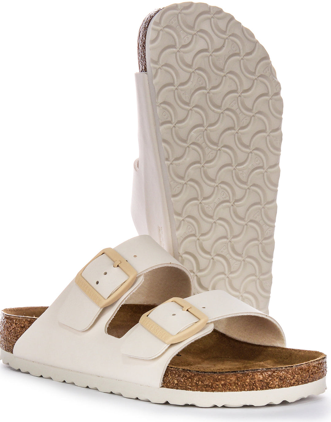 Birkenstock Arizona BS Sandales en Birko Flor à Deux Brides Réglables en Beige