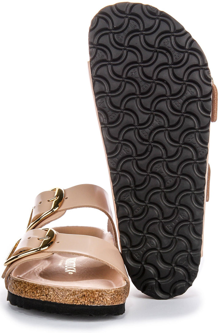 Birkenstock Arizona Big Buckle Semi Exquisite FB Semelle EVA Sandales Femme en Cuir Beige