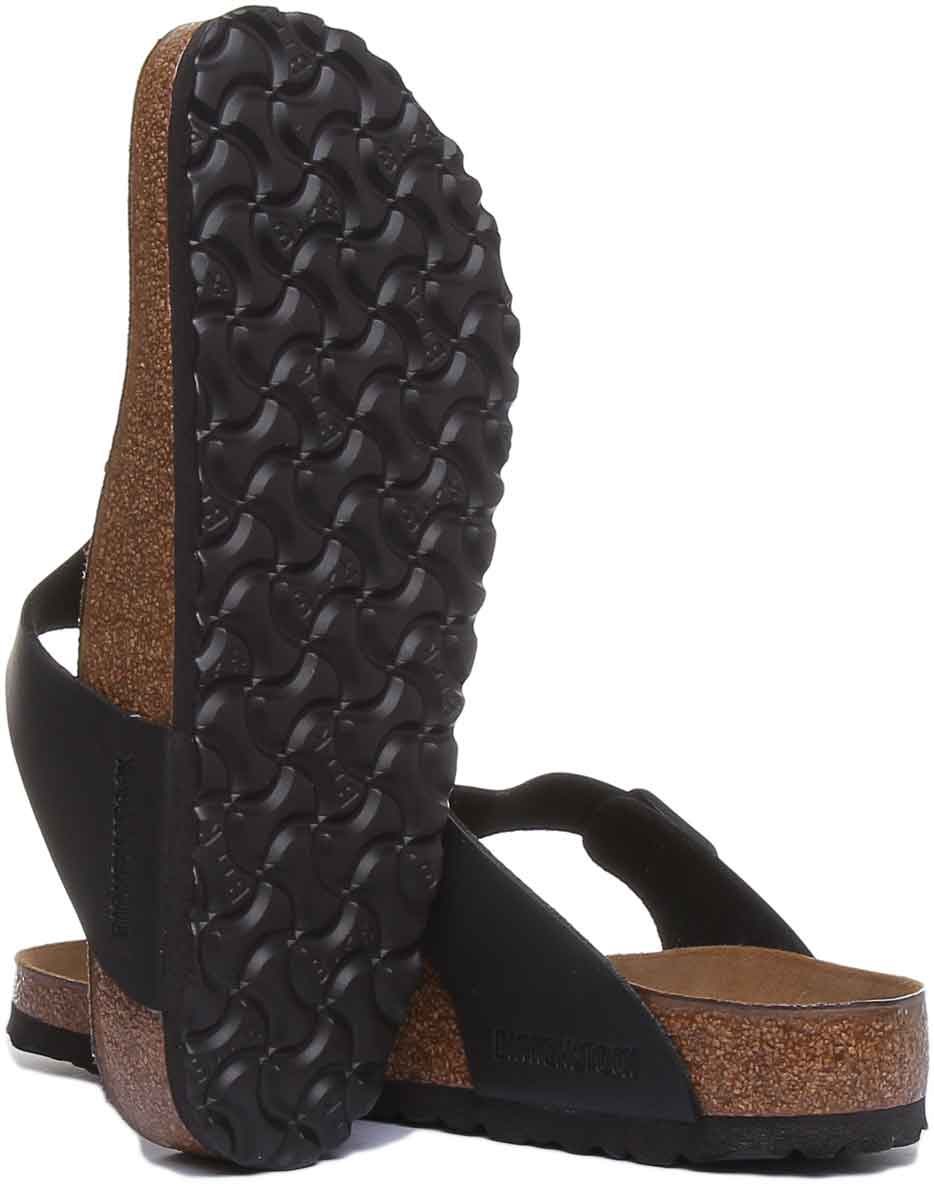 Birkenstock Gizeh Sandale pour femmes Birko Flor T Bar en noire, style tongs