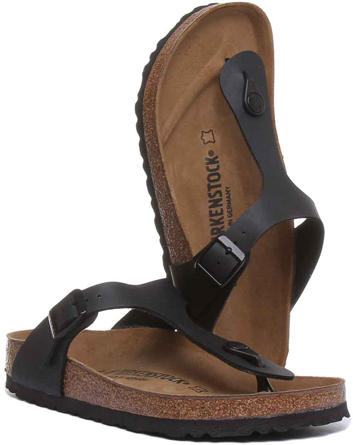 Birkenstock Gizeh Sandale pour femmes Birko Flor T Bar en noire, style tongs