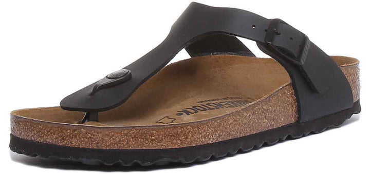Birkenstock Gizeh Sandale pour femmes Birko Flor T Bar en noire, style tongs