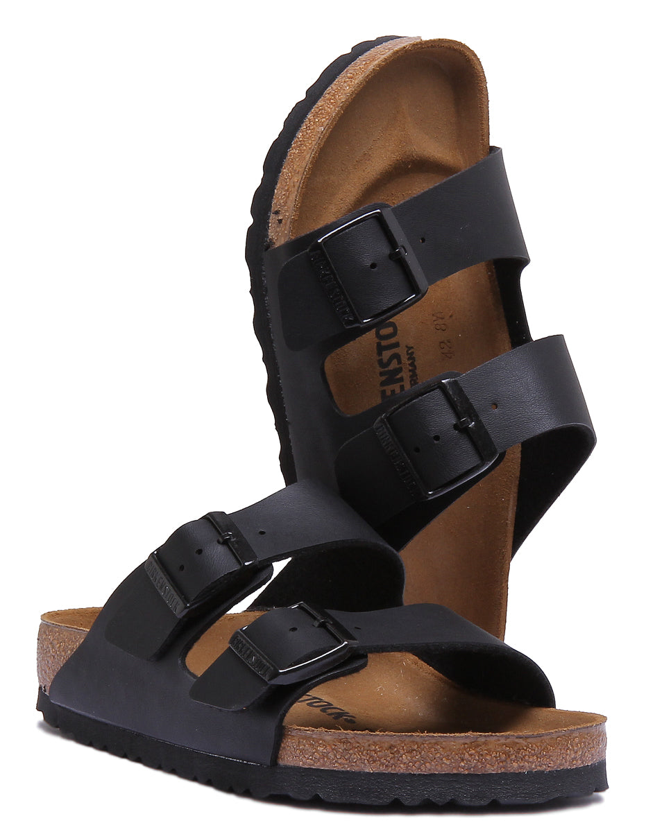 Birkenstock Arizona Sandale Birko Flor en noir à double lanière poure