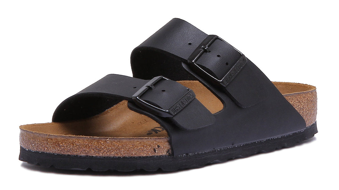 Birkenstock Arizona Sandale Birko Flor en noir à double lanière poure