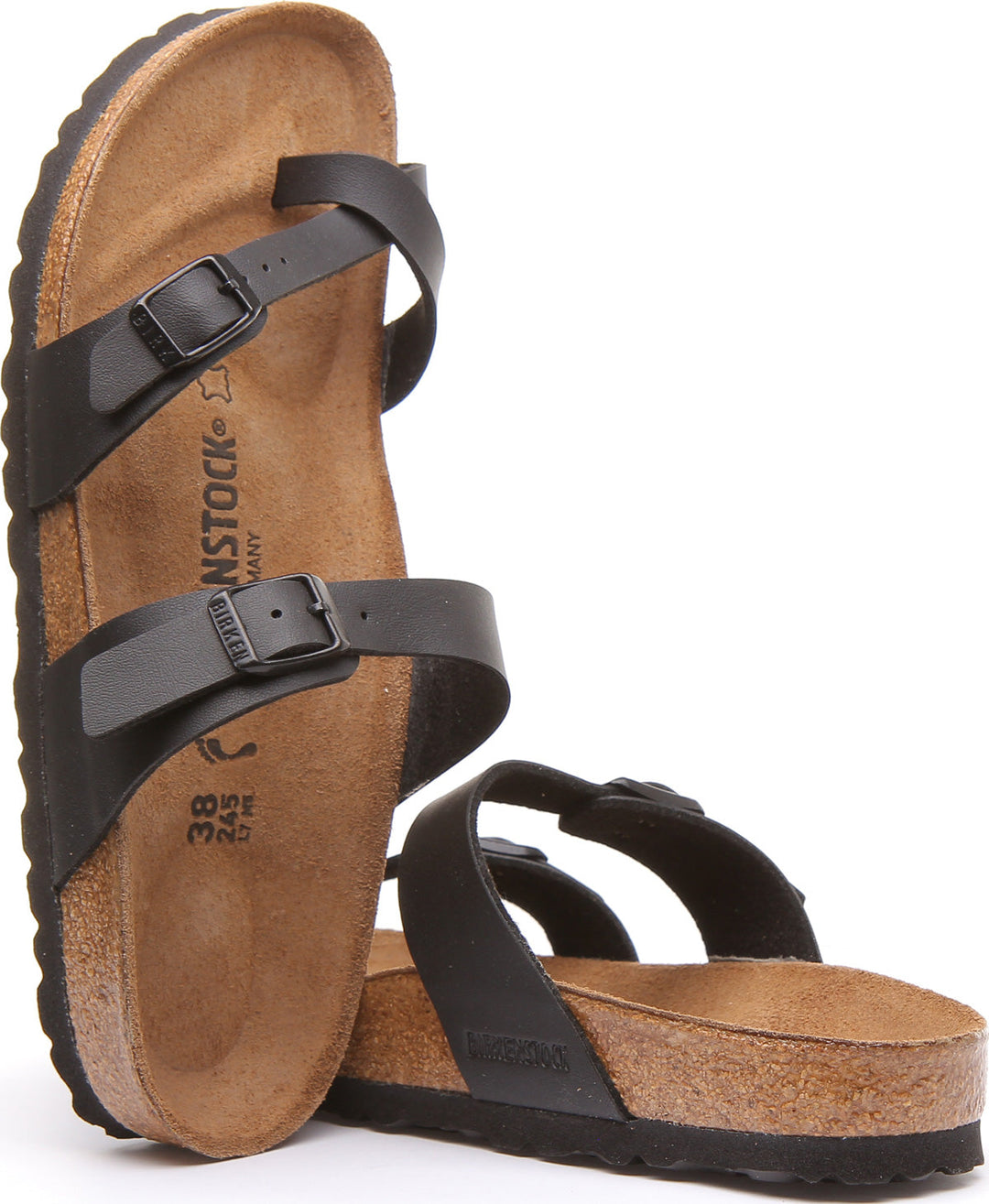 Birkenstock Mayari Sandales à lanières en cuir nubuck pour femmes en noir