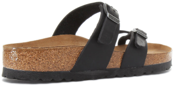 Birkenstock Mayari Sandales à lanières en cuir huilé pour femmes en noir
