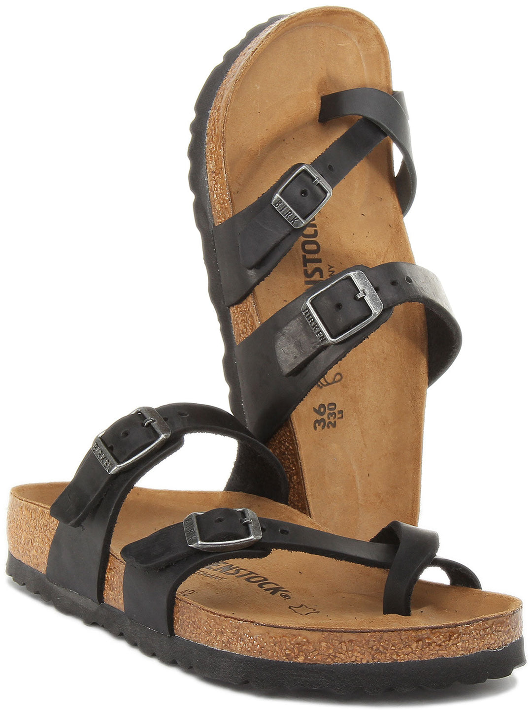 Birkenstock Mayari Sandales à lanières en cuir huilé pour femmes en noir