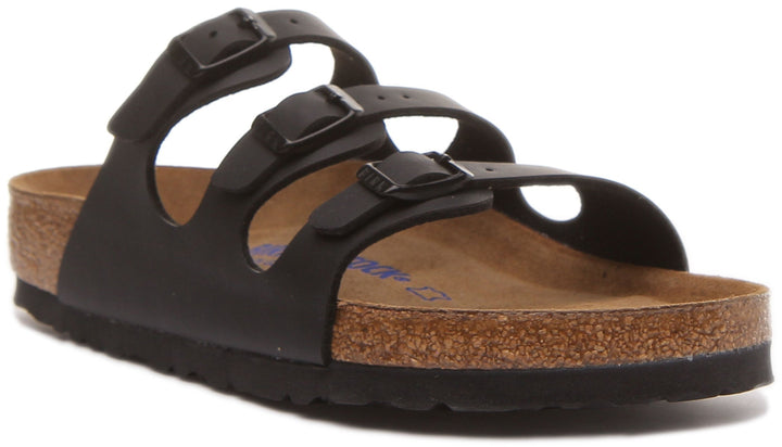 Birkenstock Florida Sandales Birko Flor à trois lanières pour femmes en noir