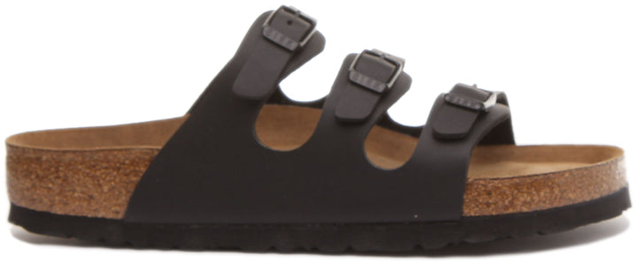 Birkenstock Florida Sandales Birko Flor à trois lanières pour femmes en noir
