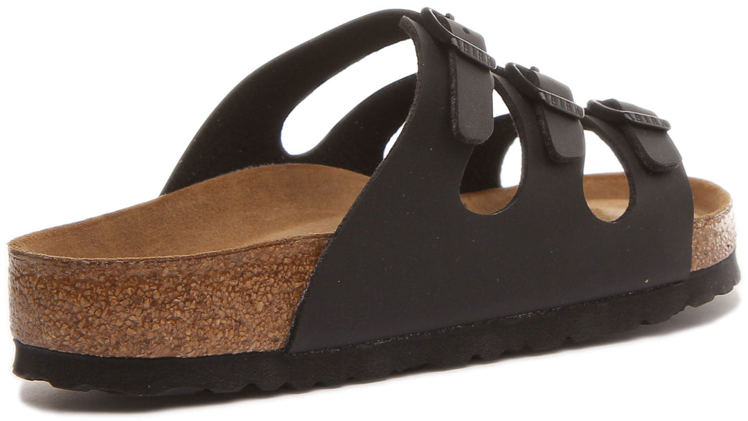 Birkenstock Florida Sandales Birko Flor à trois lanières pour femmes en noir