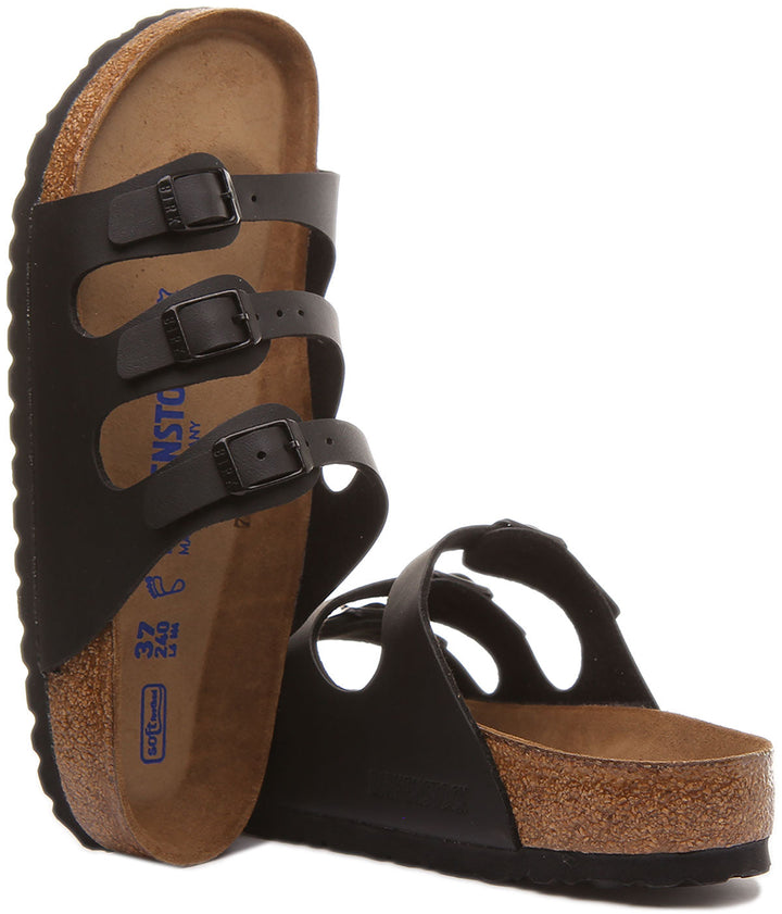 Birkenstock Florida Sandales Birko Flor à trois lanières pour femmes en noir