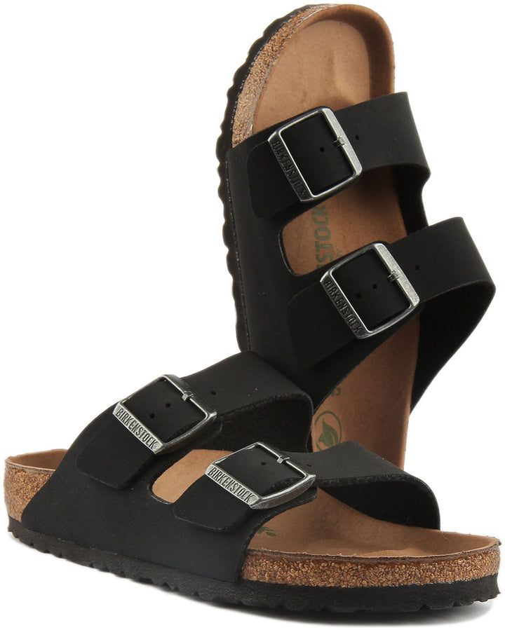Birkenstock Arizona Vegan Sandales pour femmes en Birko Flor en noir