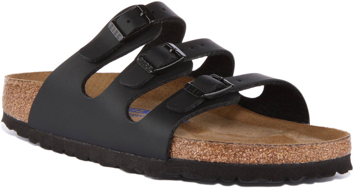Birkenstock Florida Sandales Birko Flor à trois lanières pour femmes en noir