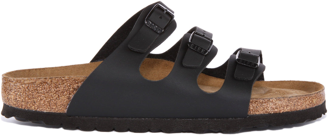 Birkenstock Florida Sandales Birko Flor à trois lanières pour femmes en noir