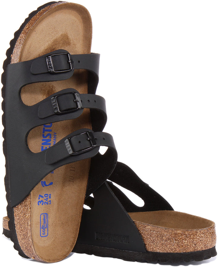 Birkenstock Florida Sandales Birko Flor à trois lanières pour femmes en noir