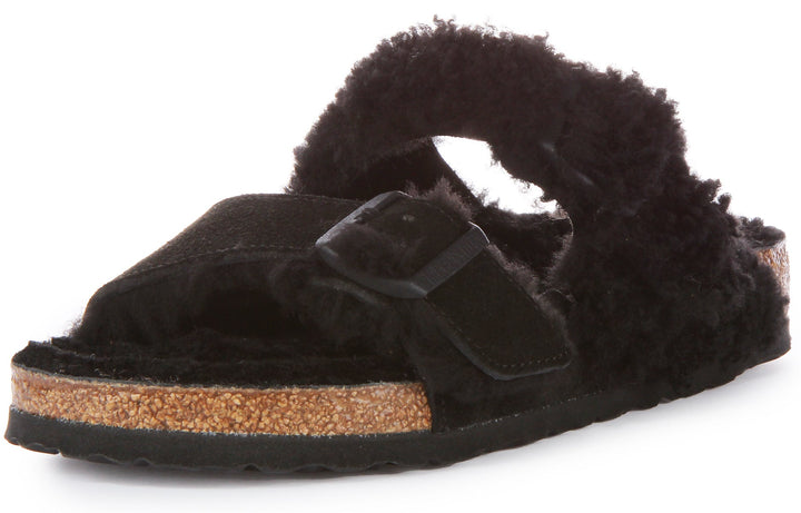 Sandales en cuir Birkenstock Arizona Split noir pour femmes