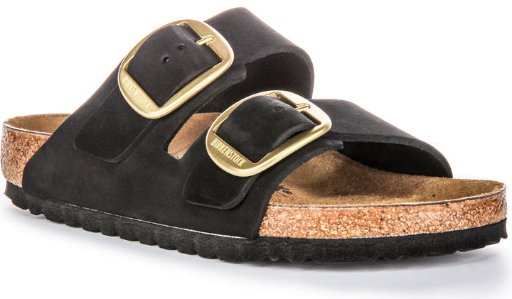 Birkenstock Arizona Big Buckle Sandales en cuir suédé pour femmes en noir