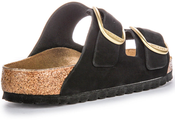 Birkenstock Arizona Big Buckle Sandales en cuir suédé pour femmes en noir