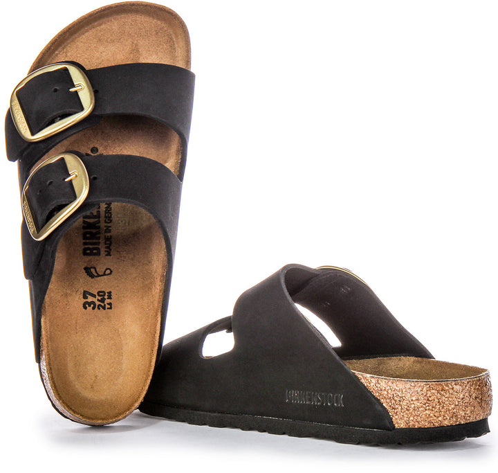 Birkenstock Arizona Big Buckle Sandales en cuir suédé pour femmes en noir