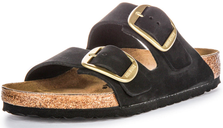 Birkenstock Arizona Big Buckle Sandales en cuir suédé pour femmes en noir