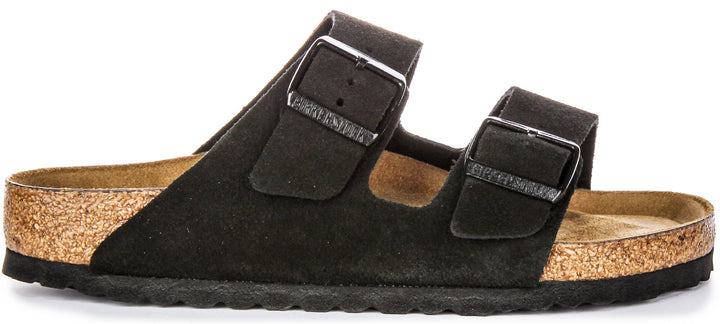 Birkenstock Arizona Semelle Souple en Daim Noir | Coupe Régulière