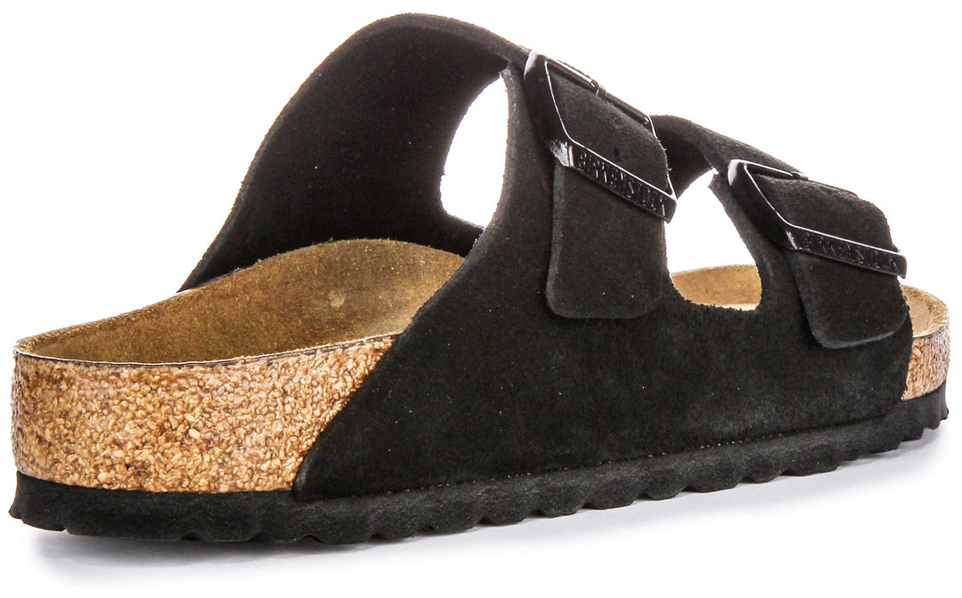 Birkenstock Arizona Semelle Souple en Daim Noir | Coupe Régulière