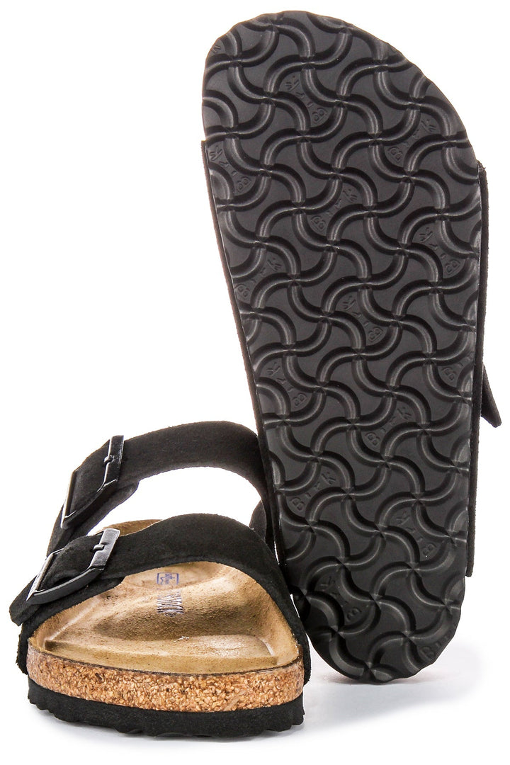 Birkenstock Arizona Semelle Souple en Daim Noir | Coupe Régulière