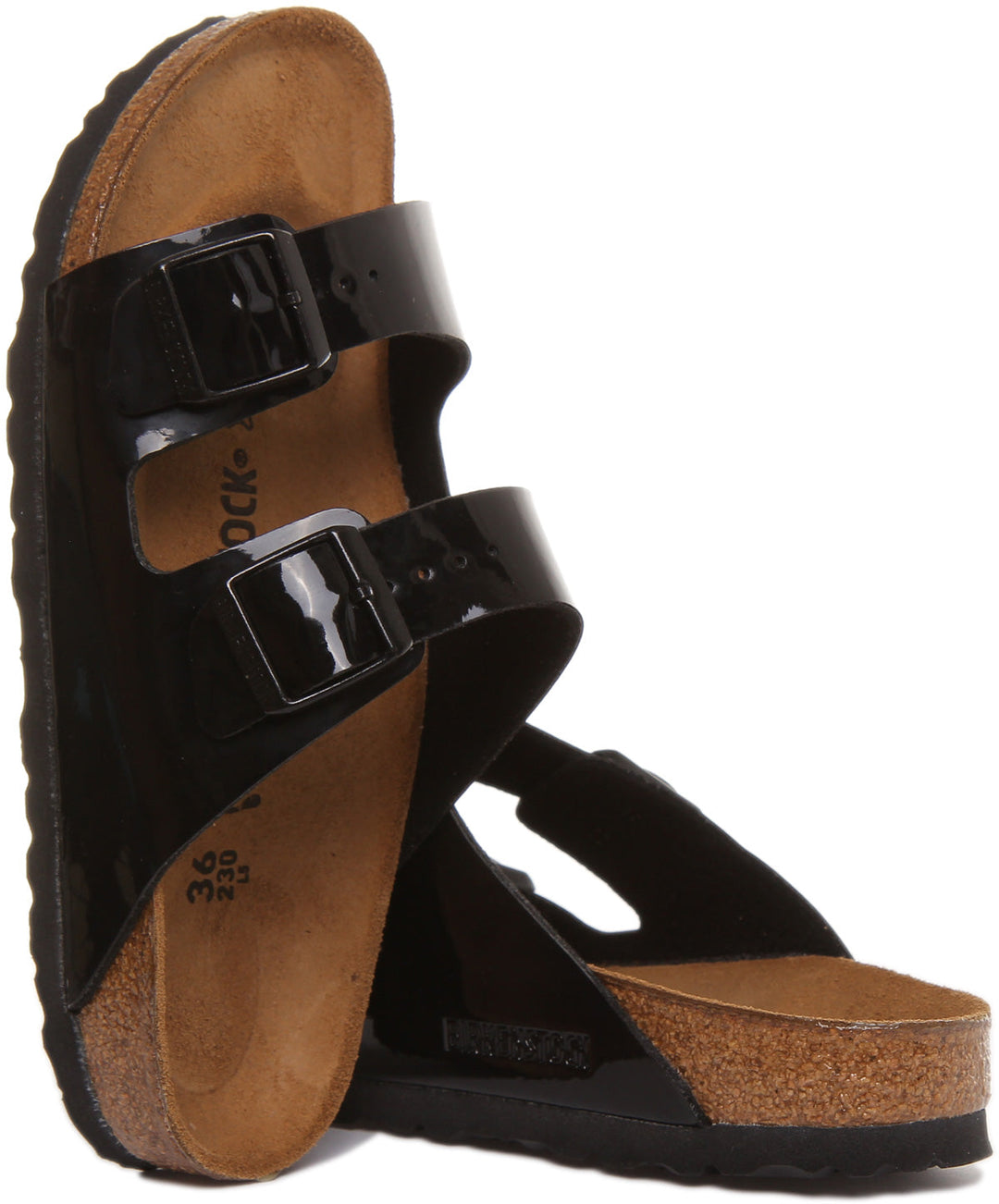 Birkenstock Arizona Sandale Birko Flor en verni noir à double lanière pour femme