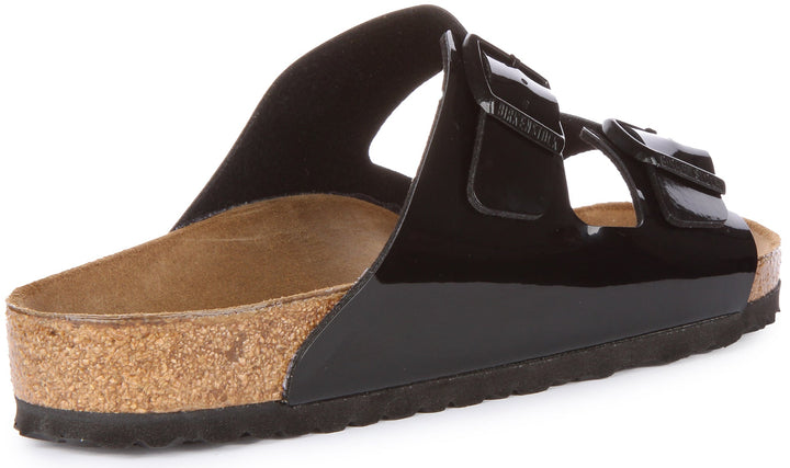 Birkenstock Arizona Sandale de verni Birko Flor poure en noir verni