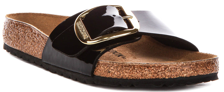 Birkenstock Madrid Big Buckle In Black Patent For Women | Regular Fit