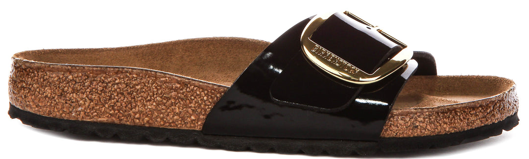Birkenstock Madrid Big Buckle In Black Patent For Women | Regular Fit