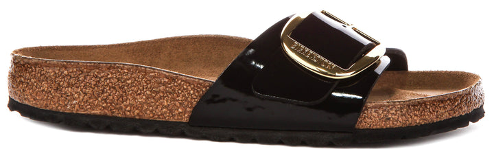 Birkenstock Madrid Big Buckle In Black Patent For Women | Regular Fit