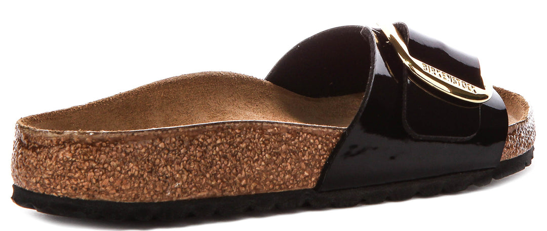 Birkenstock Madrid Big Buckle In Black Patent For Women | Regular Fit