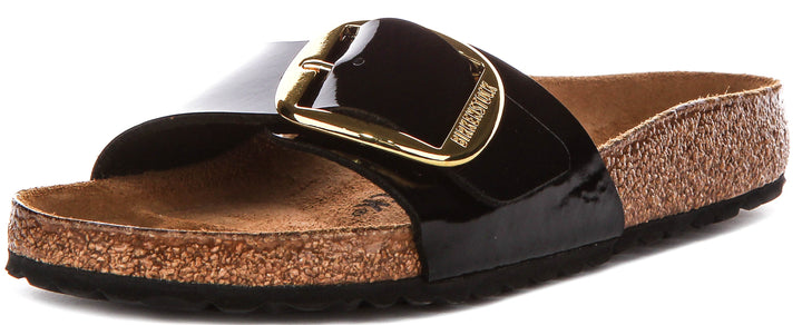 Birkenstock Madrid Big Buckle In Black Patent For Women | Regular Fit