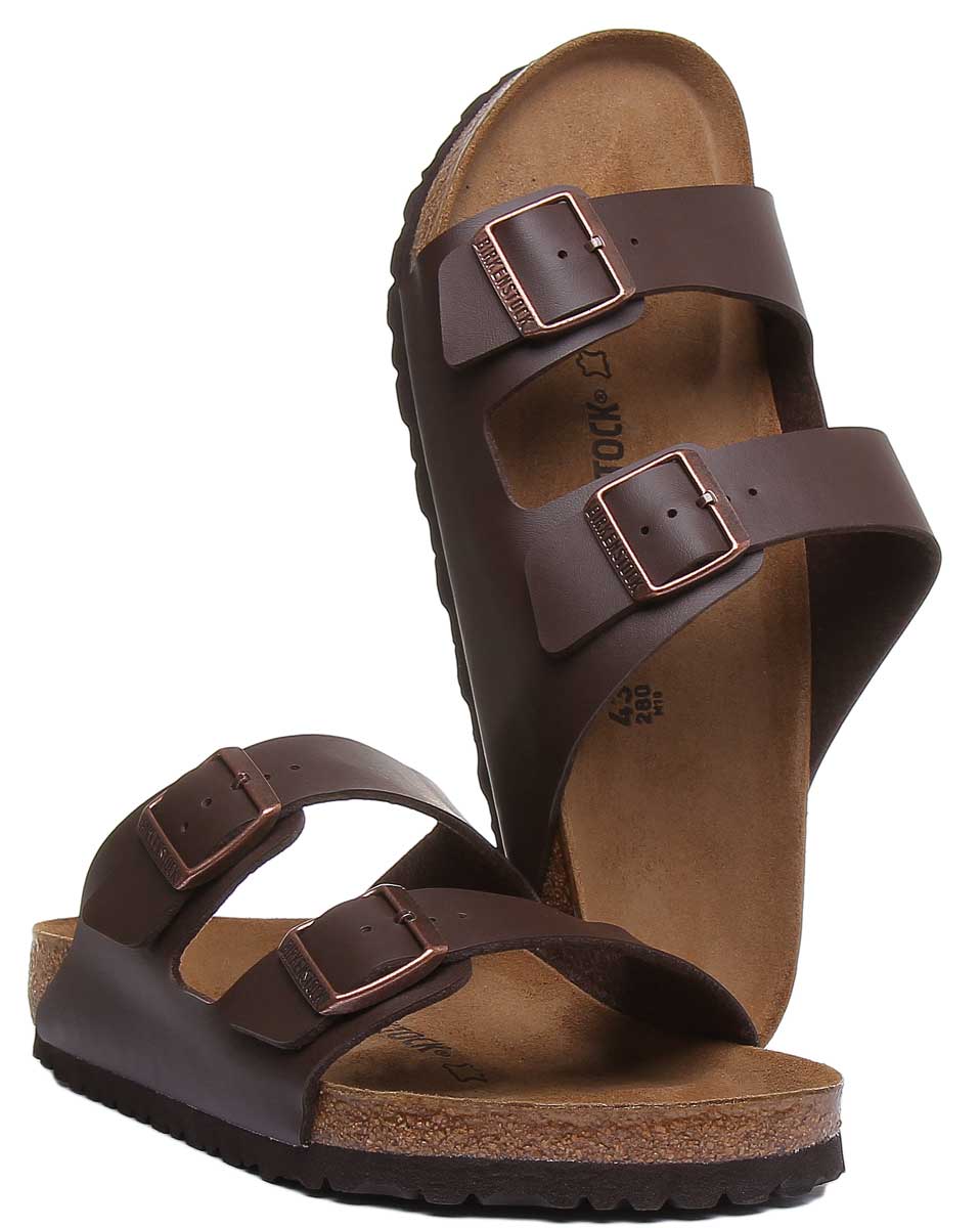 Birkenstock Arizona sandale à semelle en liège Birko Flor marron à 2 brides pour femmes