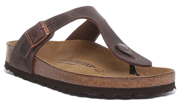 Birkenstock Gizeh sandale pour femmes en cuir huilé de style marron thong