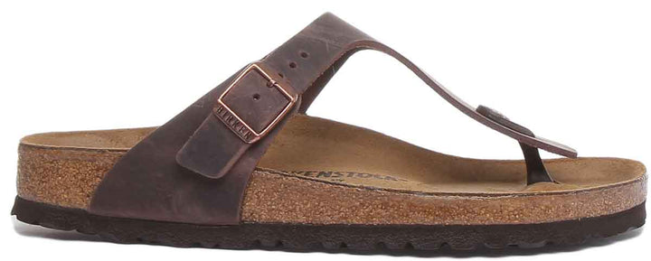 Birkenstock Gizeh sandale pour femmes en cuir huilé de style marron thong