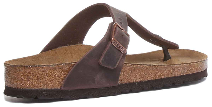 Birkenstock Gizeh sandale pour femmes en cuir huilé de style marron thong