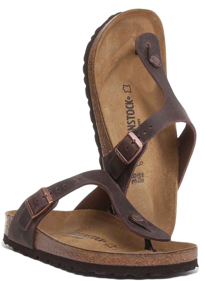 Birkenstock Gizeh sandale pour femmes en cuir huilé de style marron thong