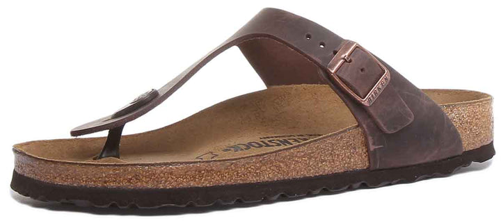 Birkenstock Gizeh sandale pour femmes en cuir huilé de style marron thong