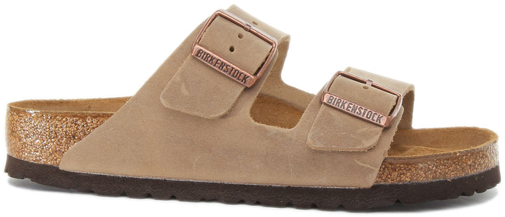Birkenstock Arizona Sandales à deux brides en cuir nubuck huilé pour femmes en brun