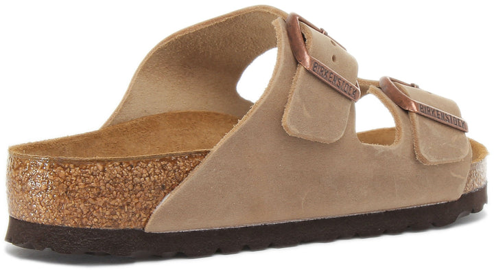 Birkenstock Arizona Sandales à deux brides en cuir nubuck huilé pour femmes en brun