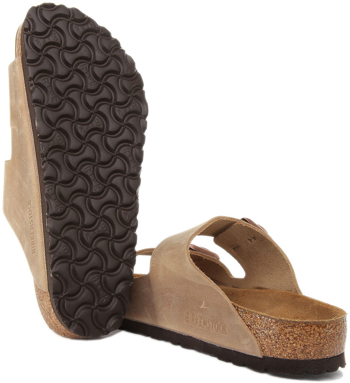 Birkenstock Arizona Sandales à deux brides en cuir nubuck huilé pour femmes en brun