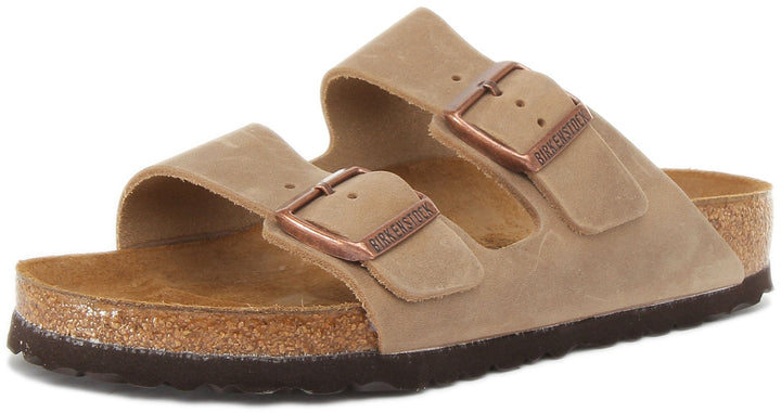 Birkenstock Arizona Sandales à deux brides en cuir nubuck huilé pour femmes en brun