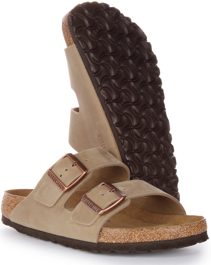 Birkenstock Arizona SFB Sandale à lanière en cuir huilé poure en brun