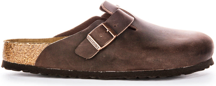 Birkenstock Boston BS Sandales Élégantes en Cuir Huilé Pin Marron