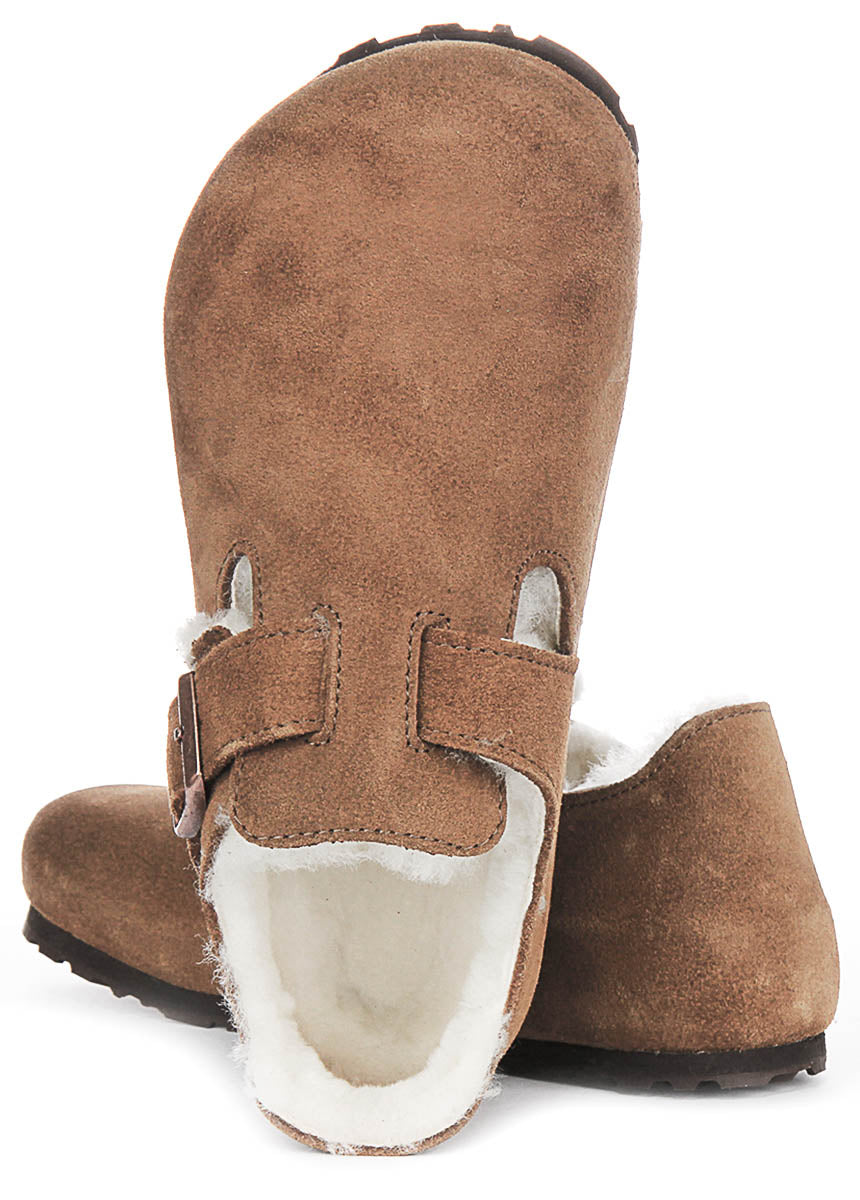 Birkenstock London Shearlin en daim marron | Coupe régulière