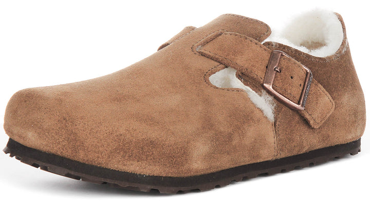 Birkenstock London Shearlin en daim marron | Coupe régulière