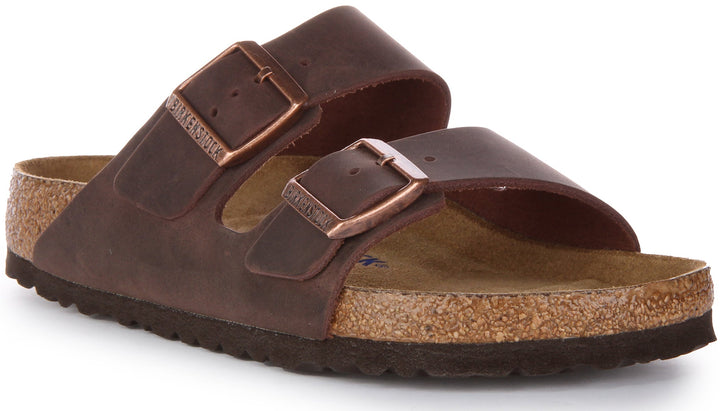 Birkenstock Arizona SFB Sandale à lanière en cuir huilé poure en choco brun