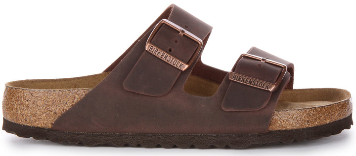 Birkenstock Arizona SFB Sandale à lanière en cuir huilé poure en choco brun